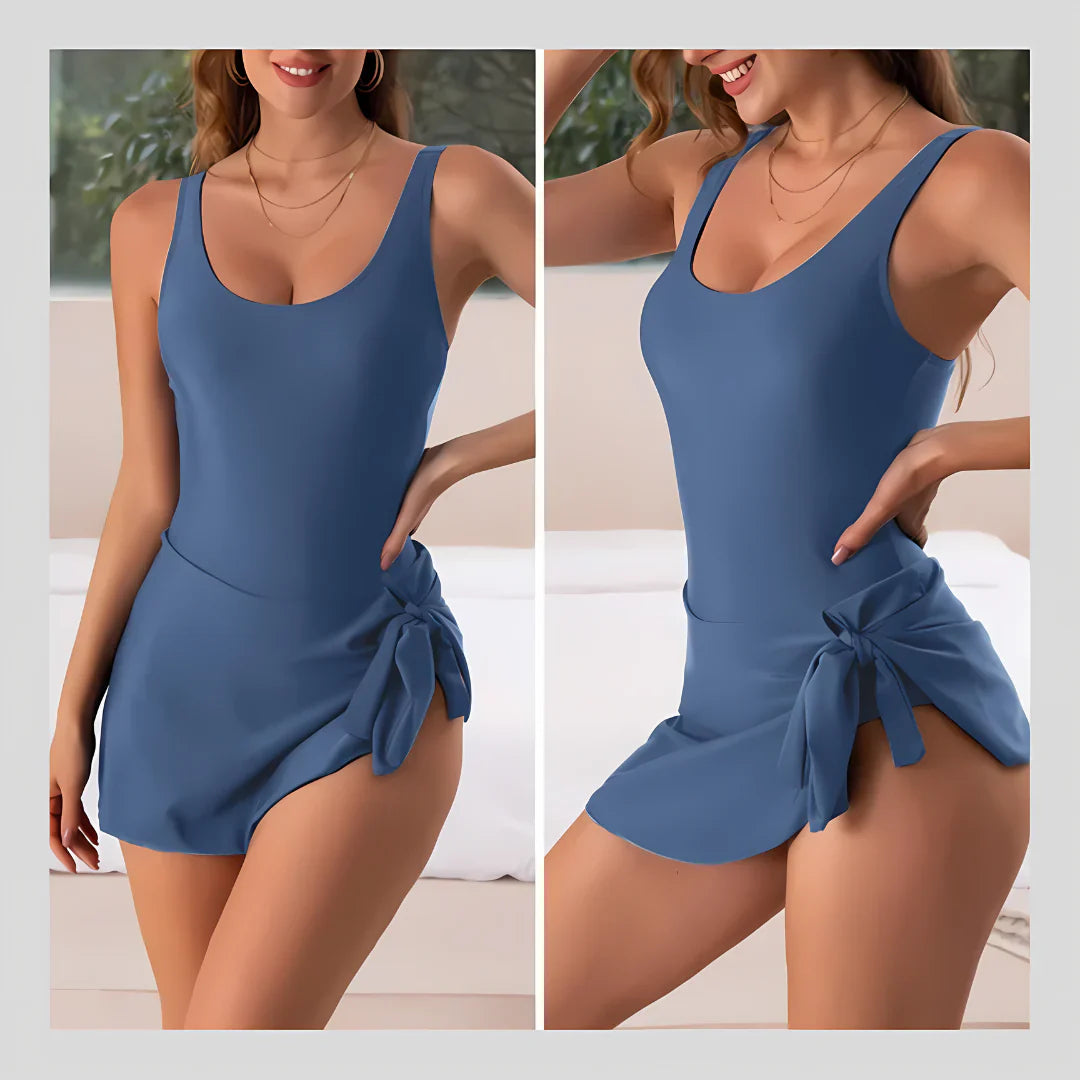 Women's Tummy Control One-Piece Swimsuit with Skirt