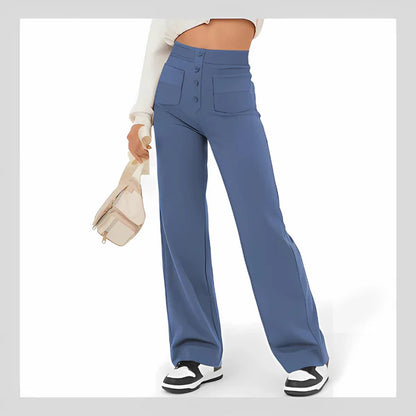 Casual straight-leg high-waisted pants