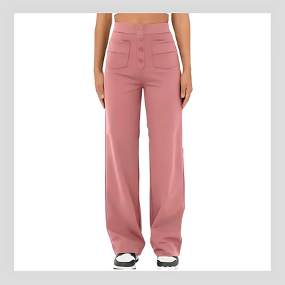 Casual straight-leg high-waisted pants