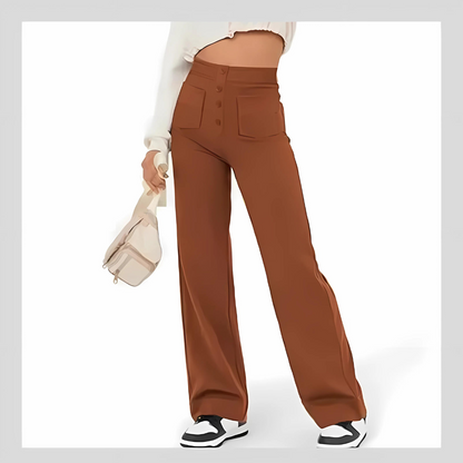 Casual straight-leg high-waisted pants