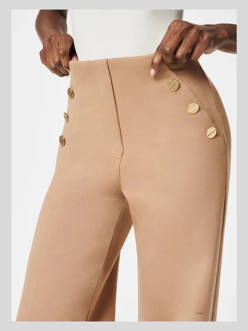 Wide-leg pants with buttons for tummy control