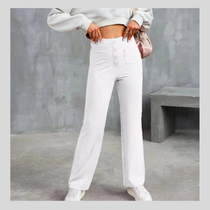 Casual straight-leg high-waisted pants