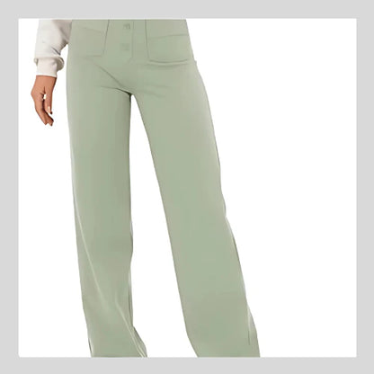 Casual straight-leg high-waisted pants