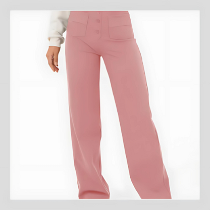 Casual straight-leg high-waisted pants