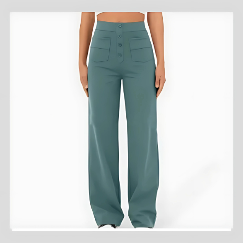 Casual straight-leg high-waisted pants