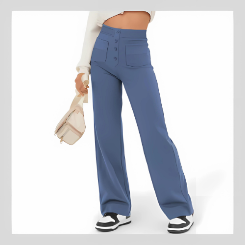 Casual straight-leg high-waisted pants