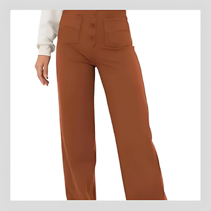 Casual straight-leg high-waisted pants