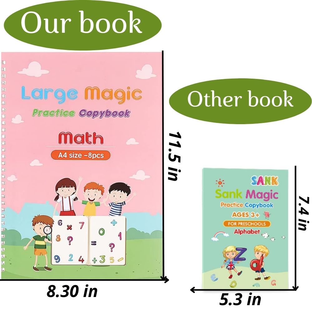 4  Magic Practice Copybooks (Alphabet + Math +Drawing +Numbers )