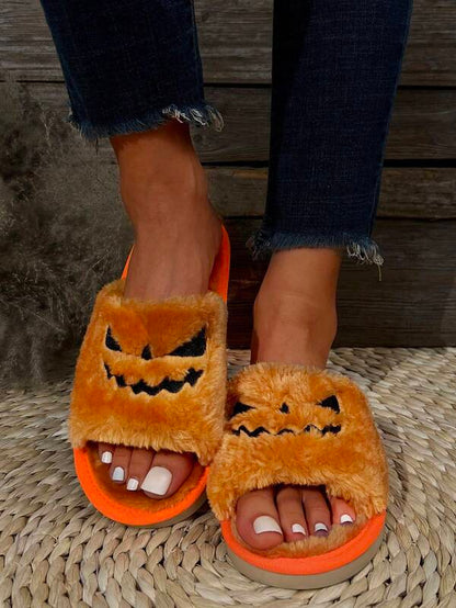 Halloween Pumpkin-Shaped Slippers