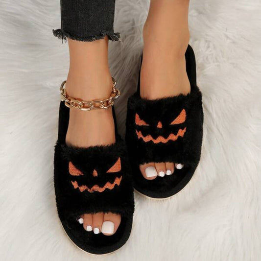 Halloween Pumpkin-Shaped Slippers