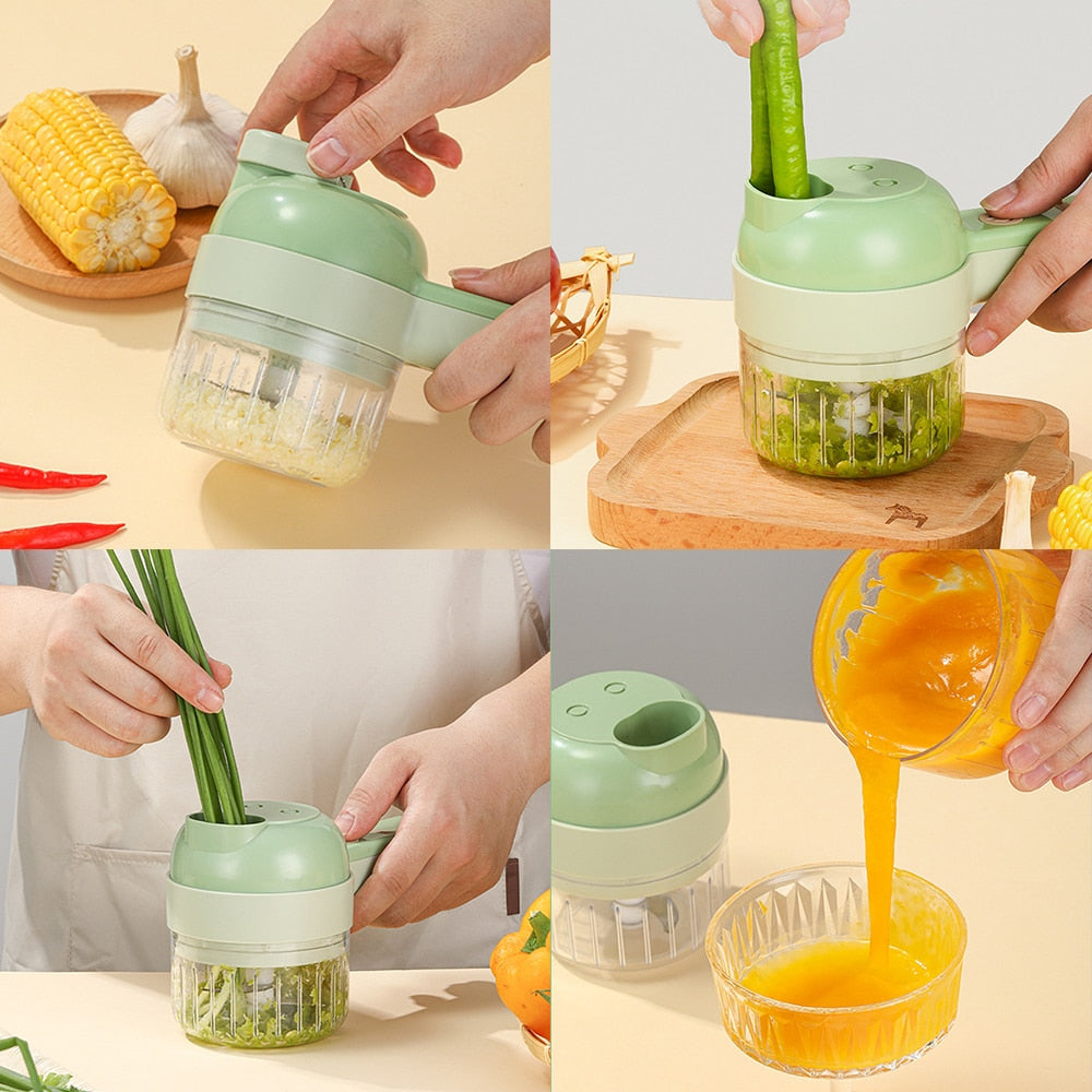 4 In 1 Handheld Electric Vegetable Cutter Set