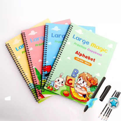 4  Magic Practice Copybooks (Alphabet + Math +Drawing +Numbers )